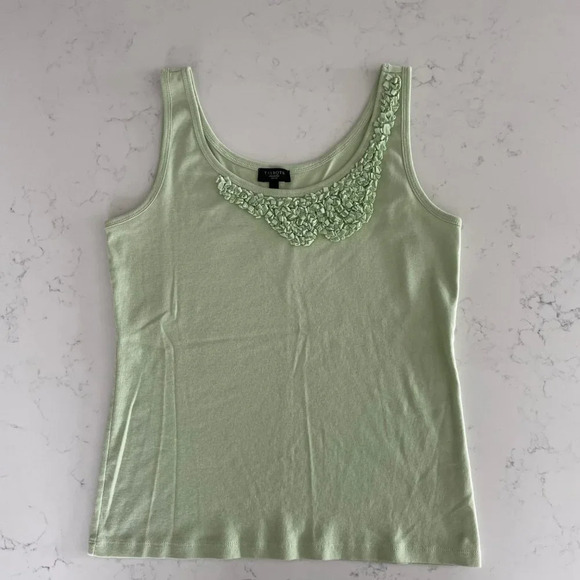 Talbots Petites 100% Pima Cotton Tank Top w Neck Design Element Mint Green Sz MP - Picture 8 of 8